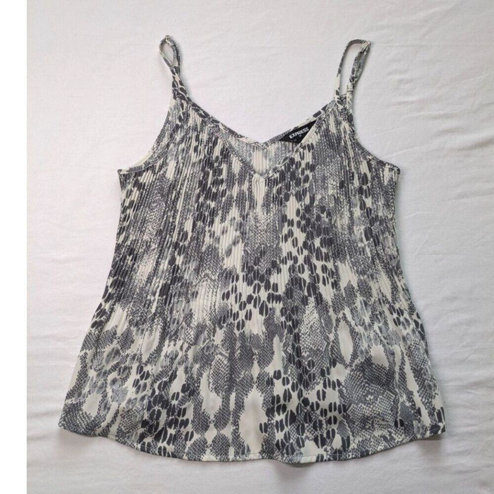 Express Camisole Womens Small Animal Print Adjustable Straps Ribbed Relaxed Fit‎